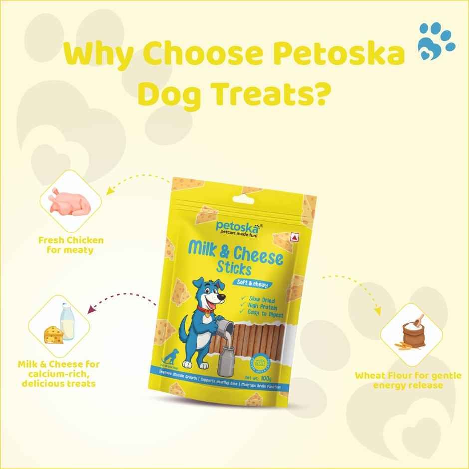 Petoska Dog Treats Milk & Cheese Chicken Sticks
