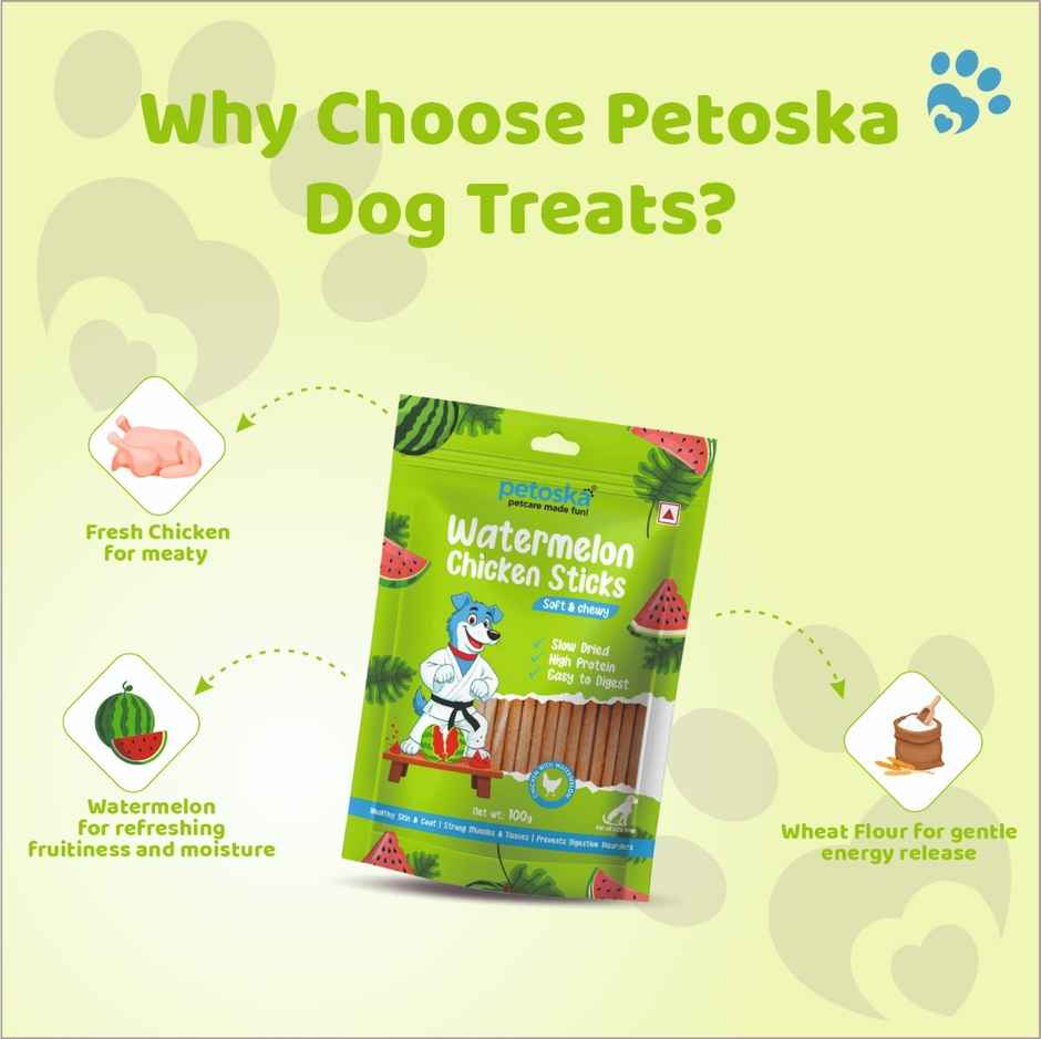 Petoska Dog Treats Watermelon Chicken Sticks