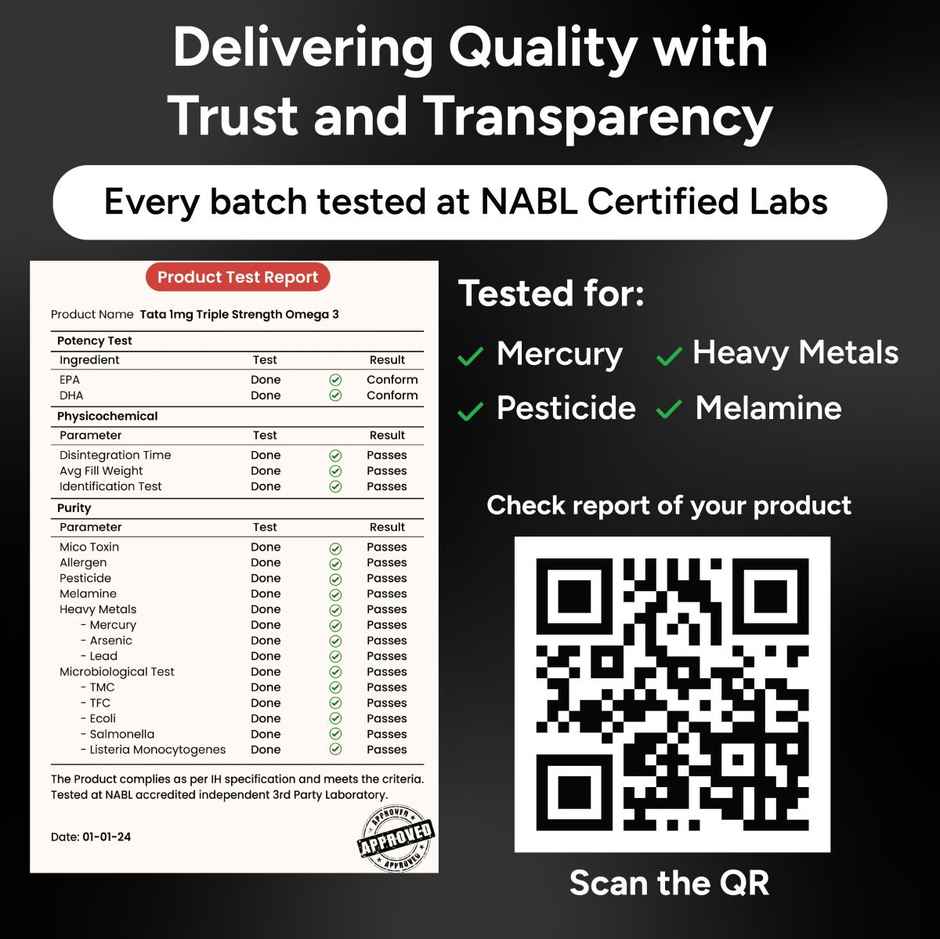 Tata 1mg Triple Strength Omega 3 Fish Oil Capsules Pack Of 60