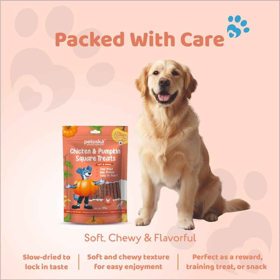 Petoska Dog Treats Chicken & Pumpkin Square Sticks