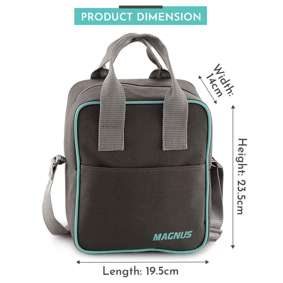 Magnus Vivid Solid Lunch Box - Bag -1 SS Bottle-3 Round Borosilicate Containers | 400 ml Each