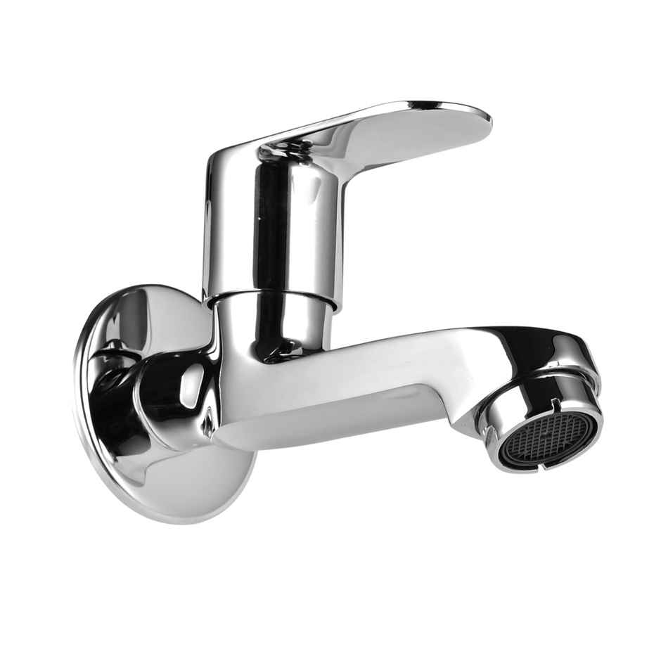 Benelave By Hindware Volga Long Body Universal Bib Tap With Wall Flange | Brass With Chrome Finish