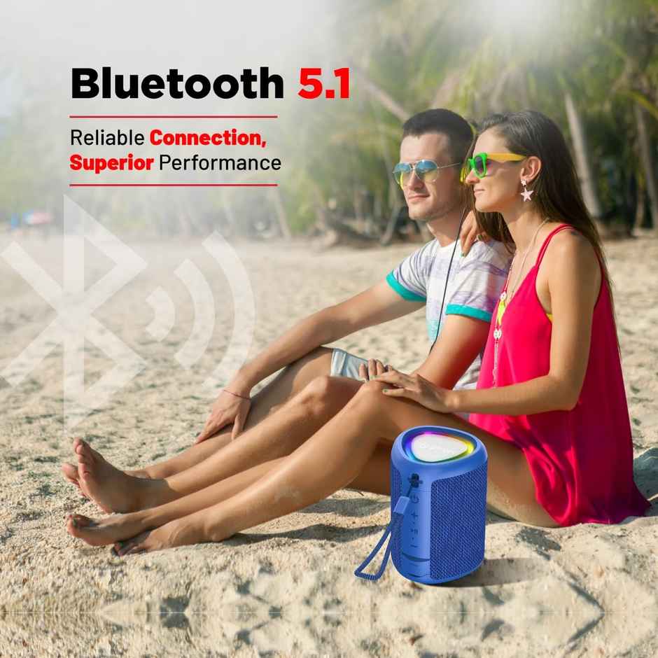 pTron Fusion Mount Mini Bluetooth Speaker with 12W Euphonic Sound | RGB Light | 10H Playtime - Blue