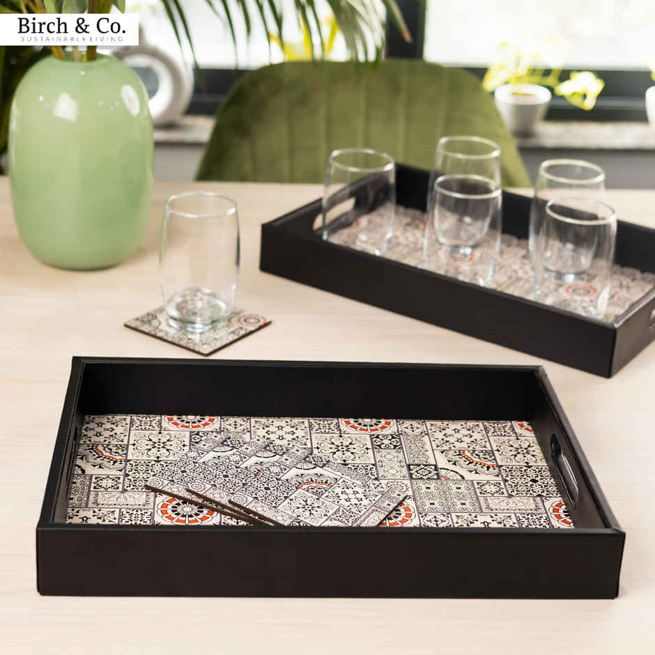 Birch & Co. Serving Tray - Indus With Four Free Matching Coasters
