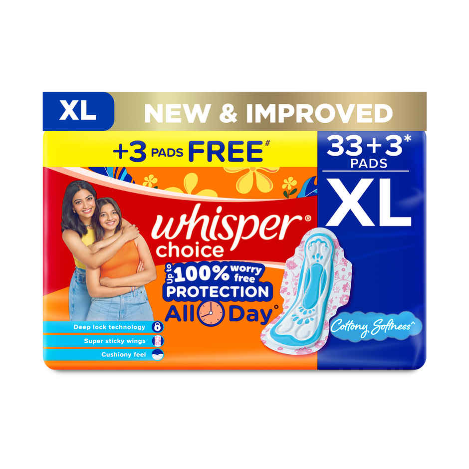 Whisper Choice Sanitary Pads | XL | 36 pcs