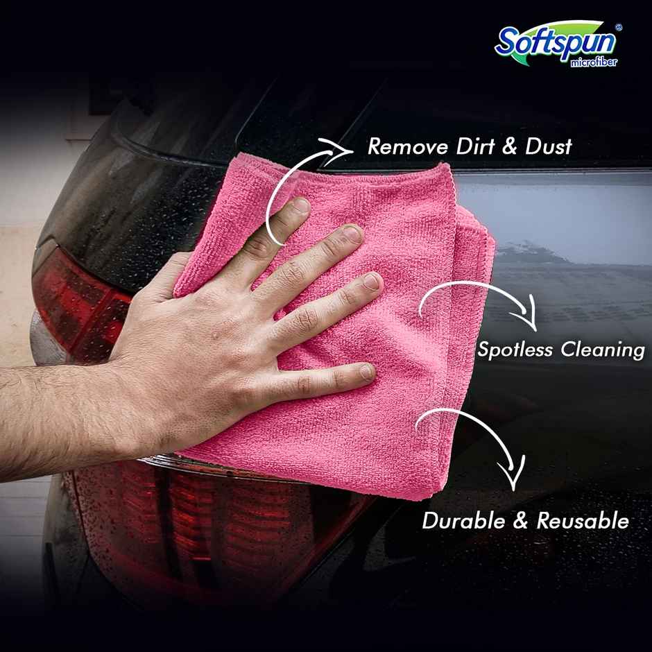 Softspun Microfiber Cleaning Cloths (340 GSM, 40x40cm, 4pc, Multicolor/Assorted)