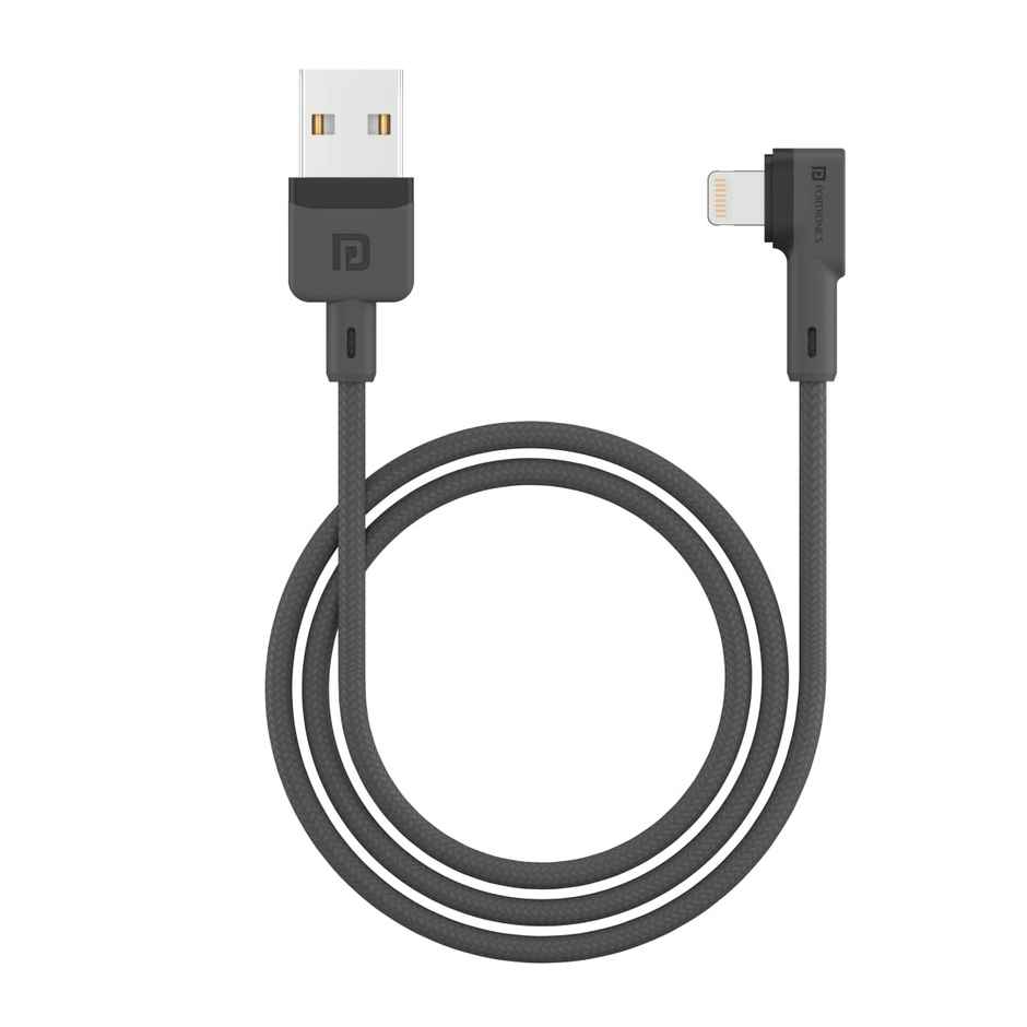Portronics Konnect L 1.2M Fast Charging 3A 8 Pin USB Cable with Charge & Sync Function(Grey)