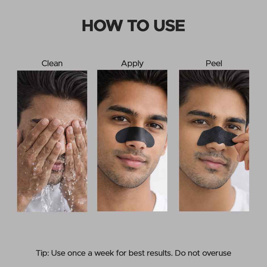 The Man Company Charcoal Nose Strips With Aloevera Extract - Whitehead & Blackhead Remover