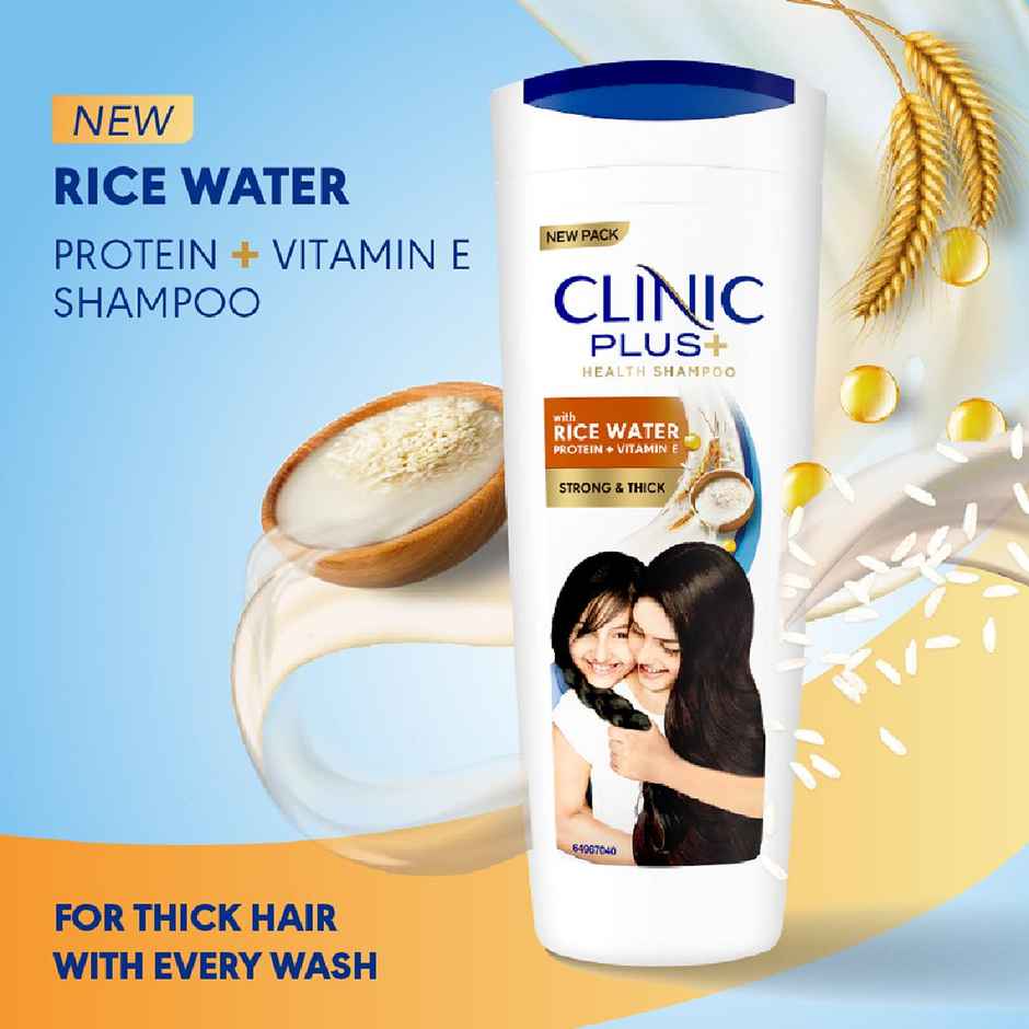 Clinic Plus Strong & Thick Shampoo with Rice Water, Protein + Vitamin E