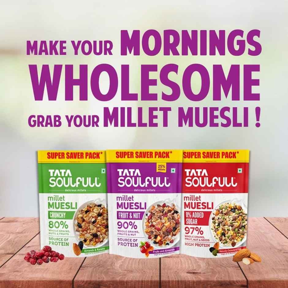Tata Soulfull Millet Muesli with 90% Fruits, Nut & Wholegrains, Breakfast Cereal