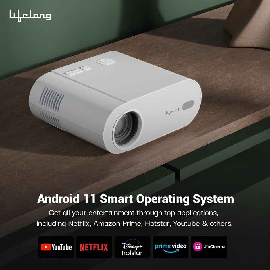 Lifelong TruePixel Smart Projector | Native 1080p Full HD With 4K Support | Android 11