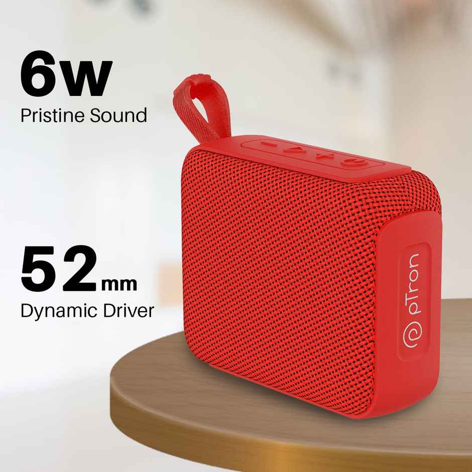 pTron Funk Wow 6W Mini Bluetooth Speaker with 10 Hrs Playtime & IPX5 Water Resistant | Red