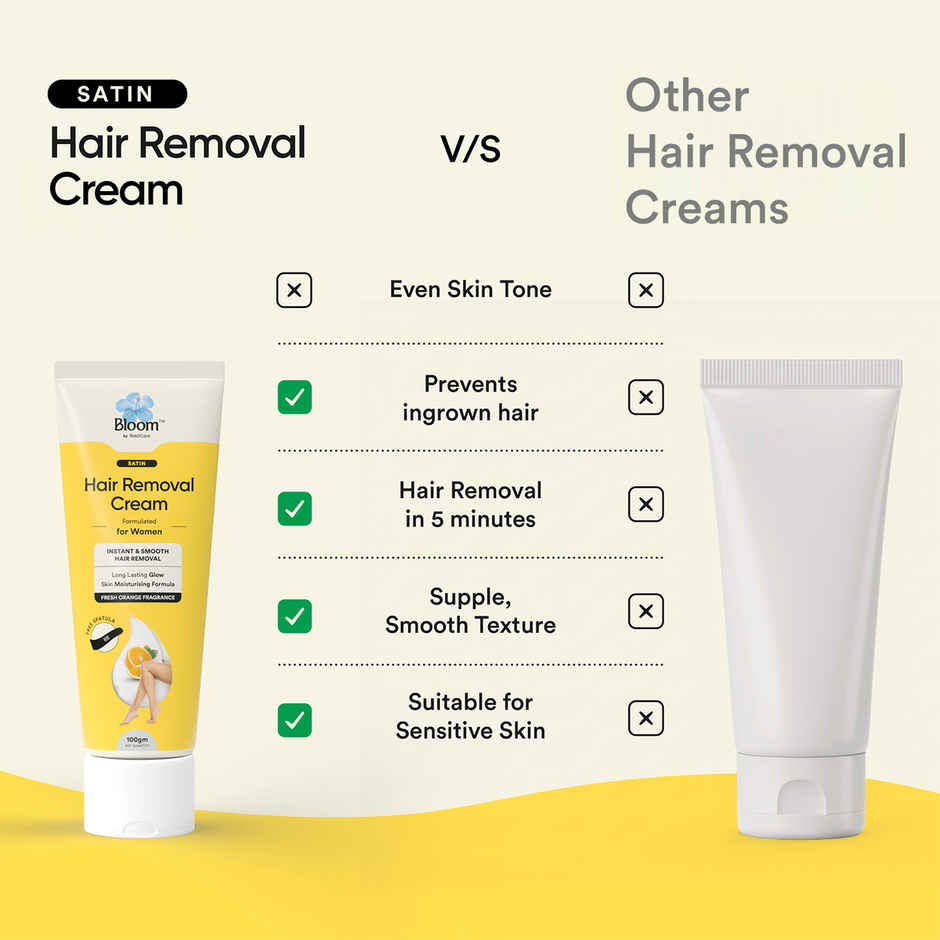 Bloom By Bold Care Hair Removal Cream With Spatula | Instant Hair Removal