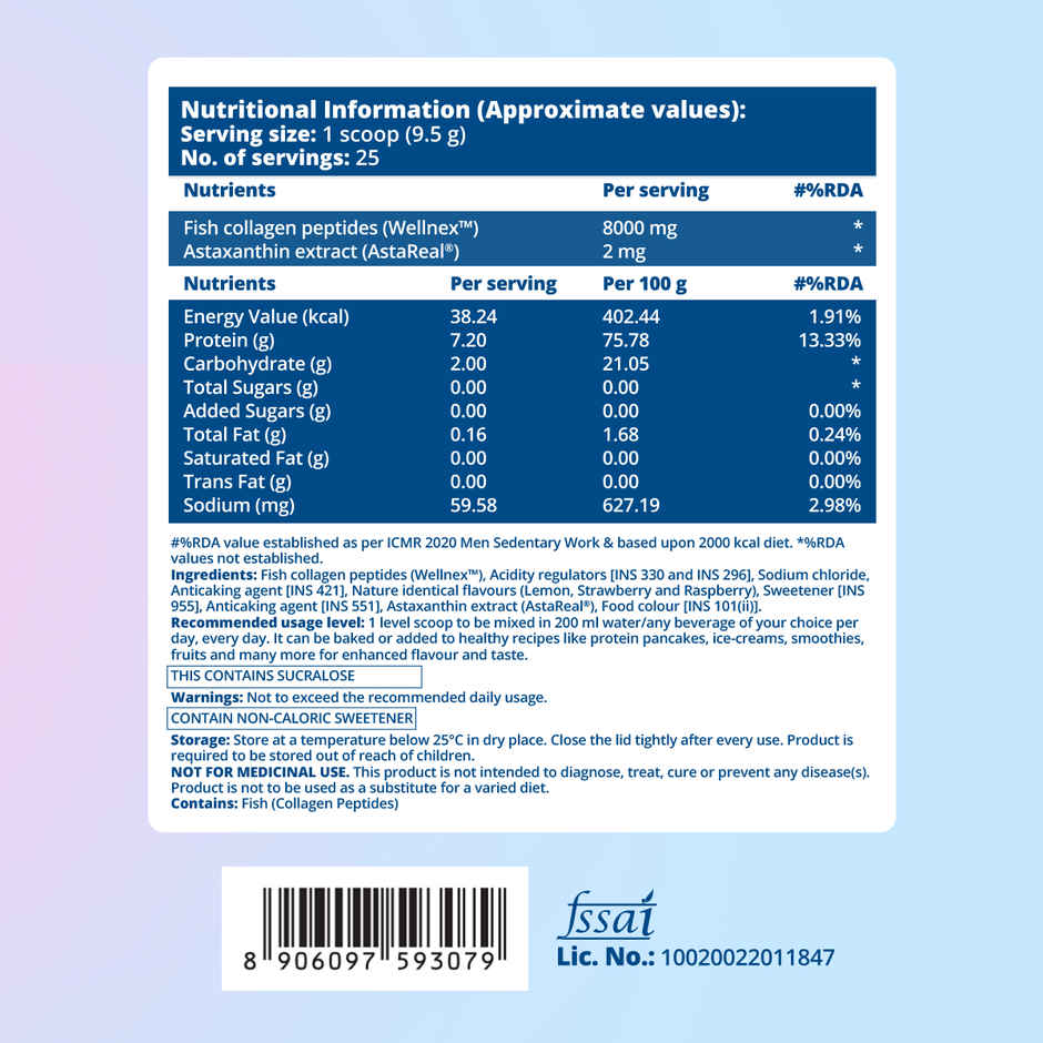 Chicnutrix Japanese Marine Collagen Peptides + 2 mg Astaxanthin, Lemonade Flavour