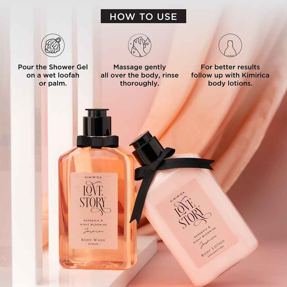 Kimirica Love Story Body Wash | Floral Scented Cleanser with Light Lather for Fresh & Hydrated Skin