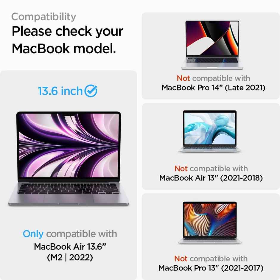 Spigen Full Coverage Tempered Glass Screen Protector Guard for MacBook Air 13.6 inch (M2 /M3)-1 Pack