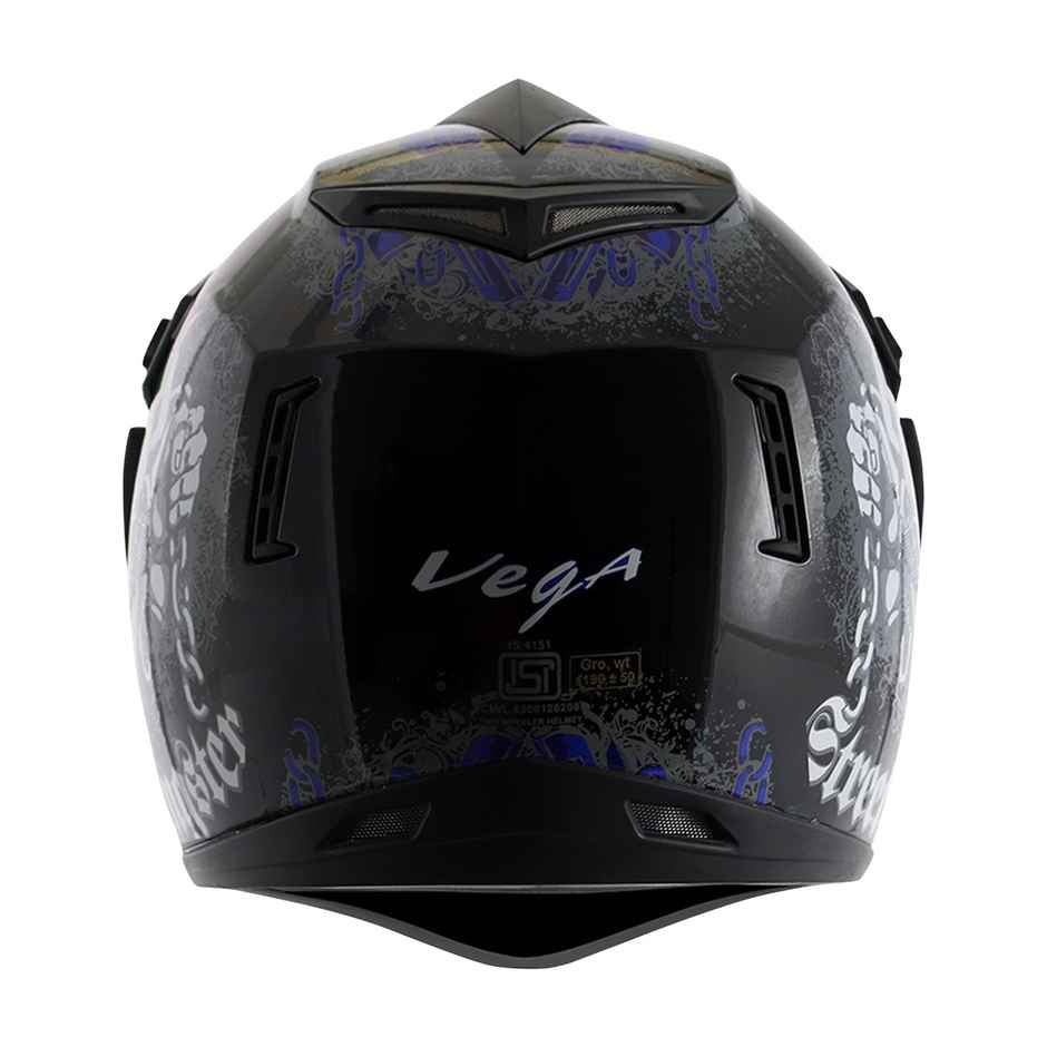 Vega Off Road D/V Gangster Lightweight Full Face Helmet- Black M.Blue - L