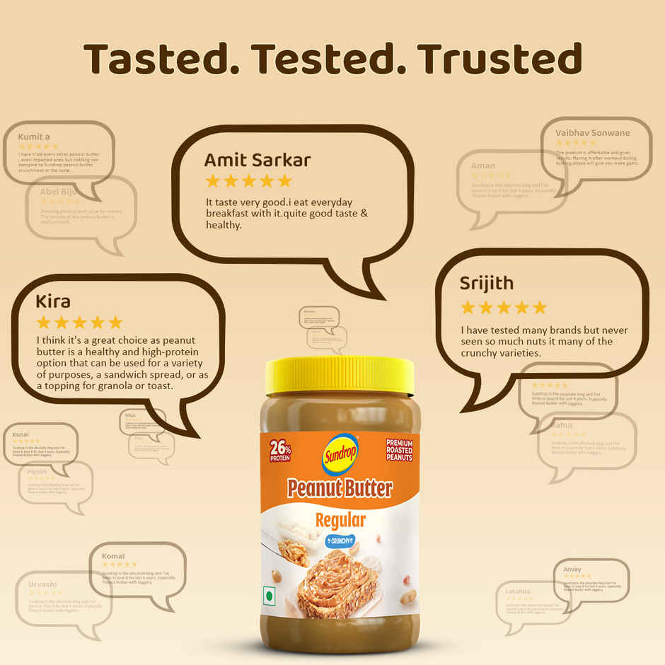Sundrop Peanut Butter | Crunchy | With 26% Protein | Premium Roasted Peanuts | No Preservatives