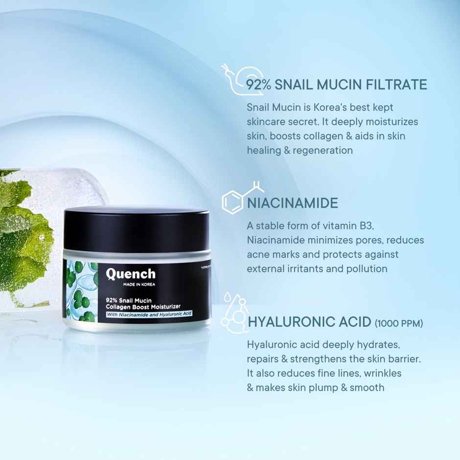 Quench Botanics 92% Snail Mucin Collagen Boost Moisturizer