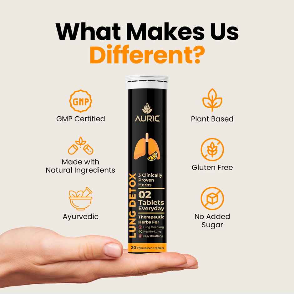 Auric Lung Detox Supplement With Natural Blend Of Nac Pushkarmool Piper Longum - Licorice