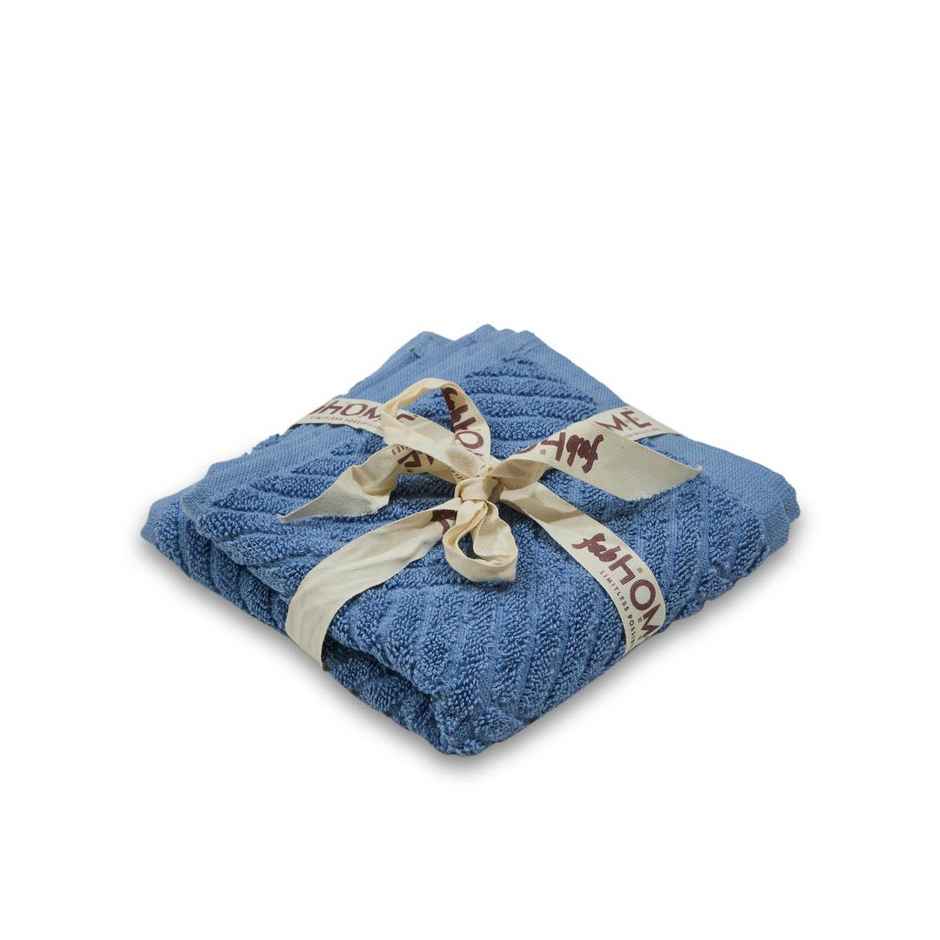 Fabindia Blue Cotton Woven Face Towel | Set Of 2