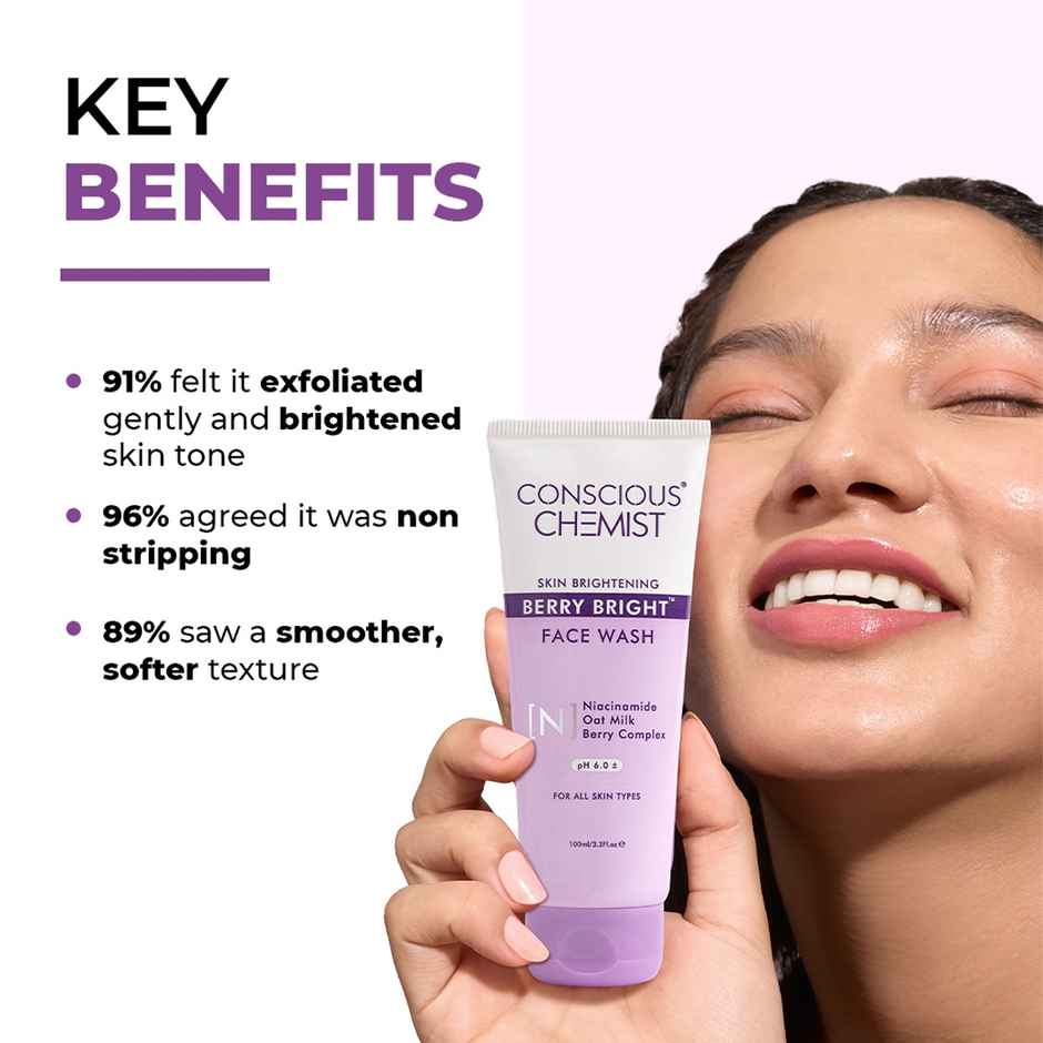 Conscious Chemist Pore Refining Brightening Face Wash With Niacinamide, Blueberry Extracts