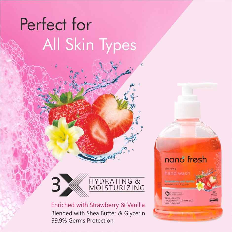 Nano Fresh Strawberry & Vanila Hand Wash With Shea Butter & Glycerin