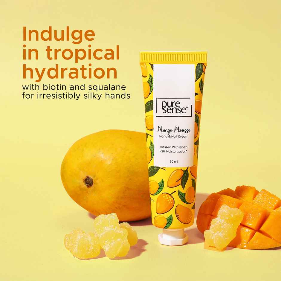 Puresense Mango Mousse Non-Sticky Hand And Nail Cream Infused With Biotin, Glycerin