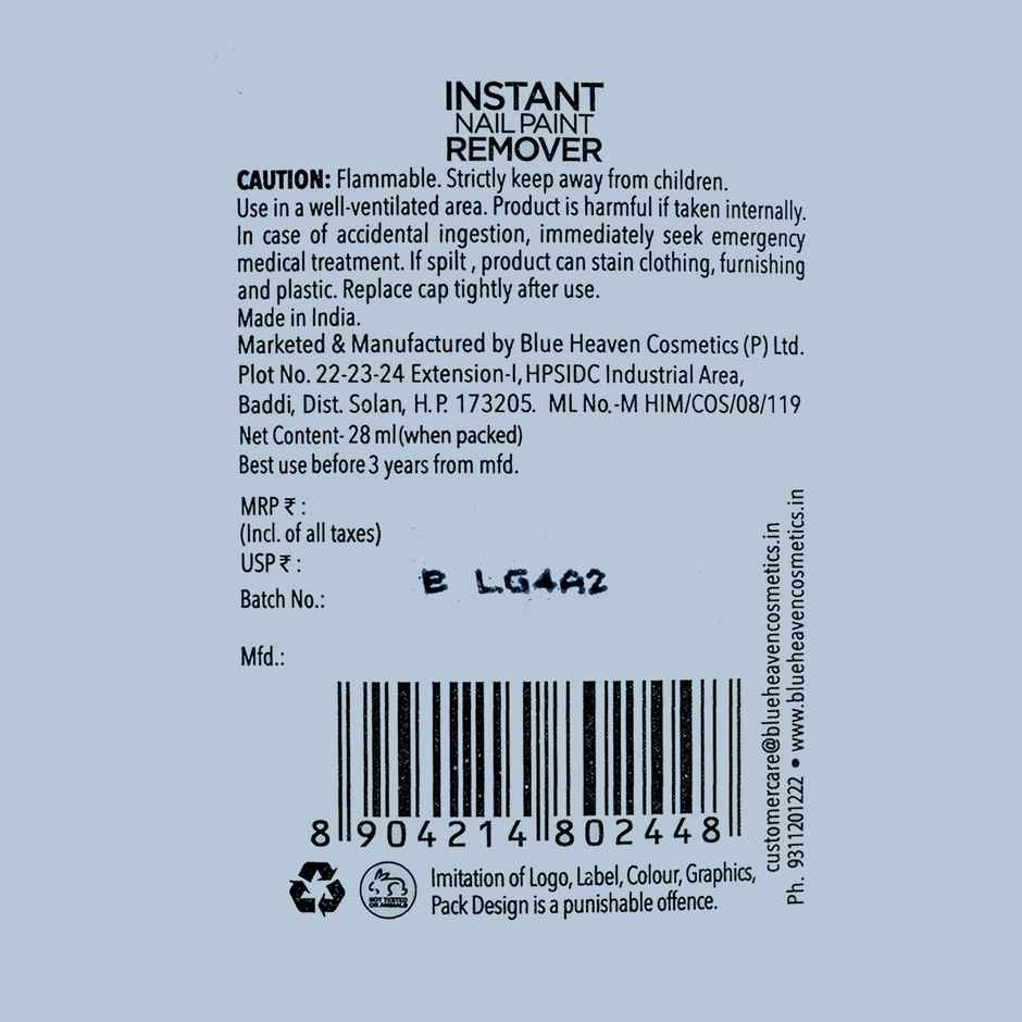 Blue Heaven Instant Nail Paint Remover