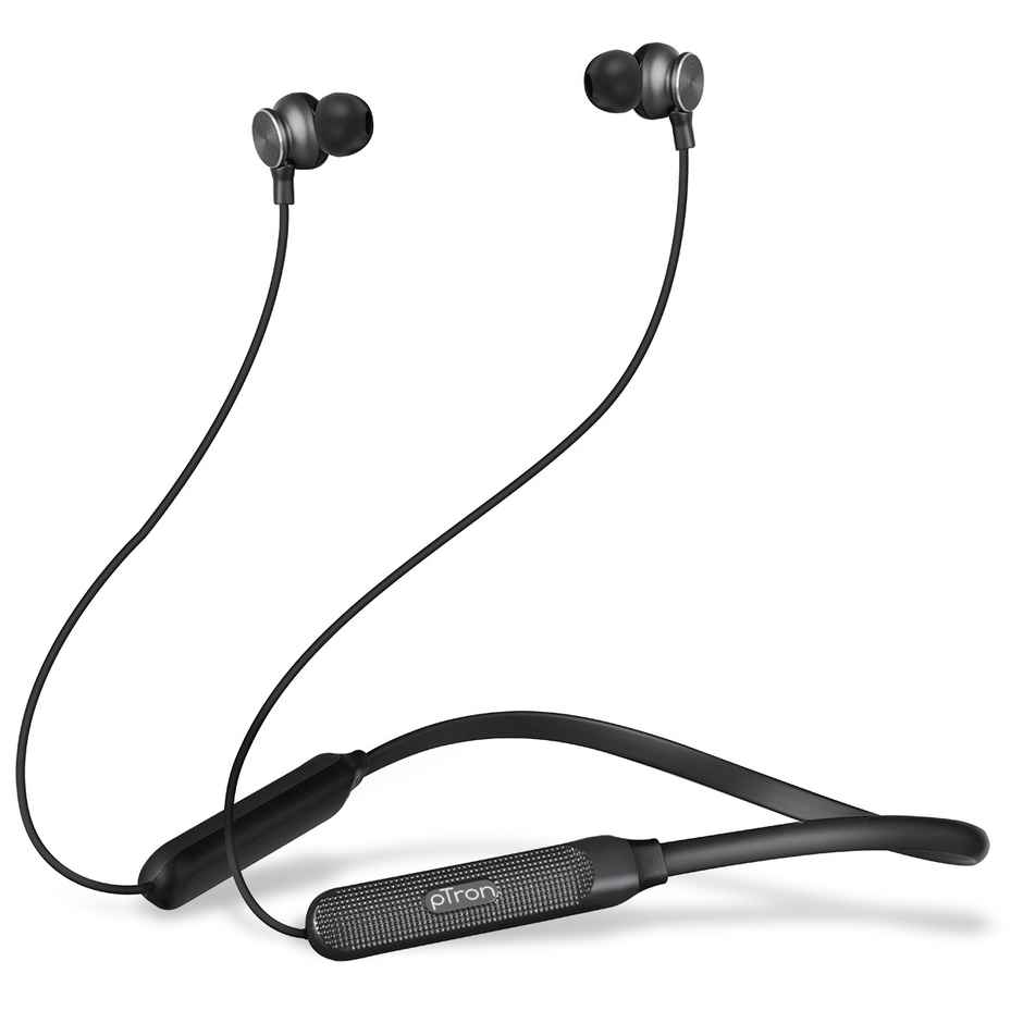 pTron Tangent Duo Wireless Neckband | 24H Playtime | HD Calls & Dual Device Pairing - Black