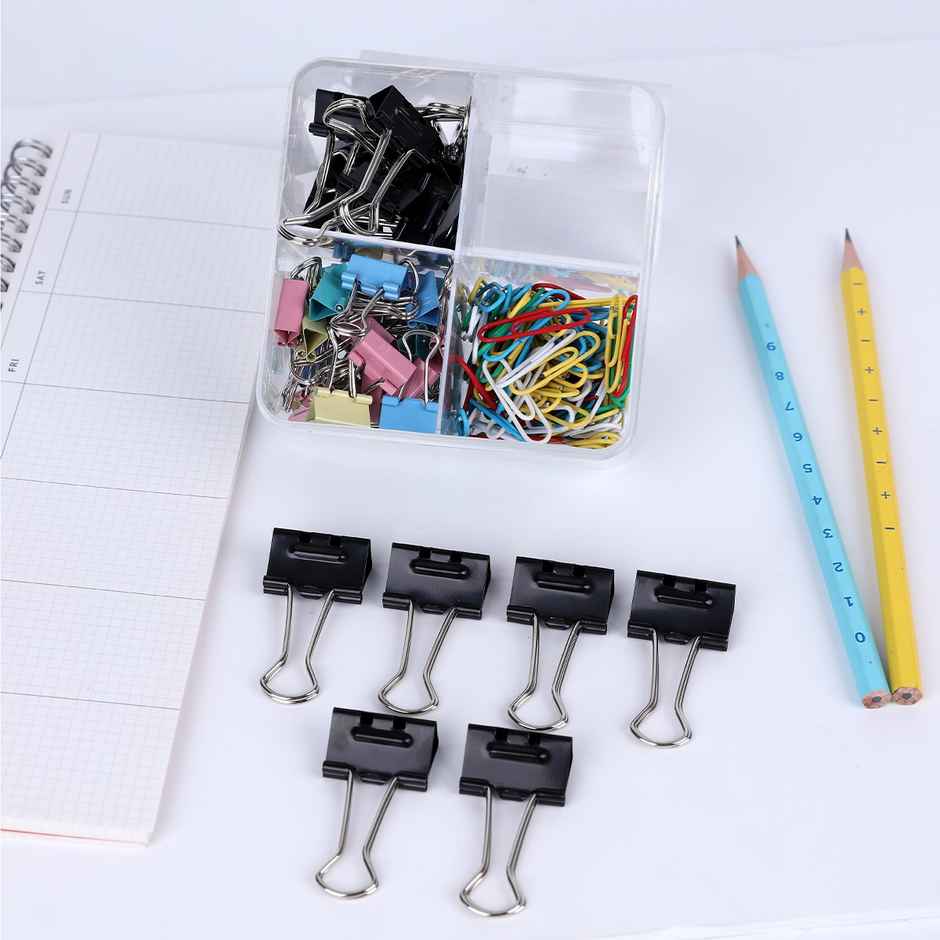 Brustro Clip Box Set Of 56 Binder Clips And 120 Paper Clips