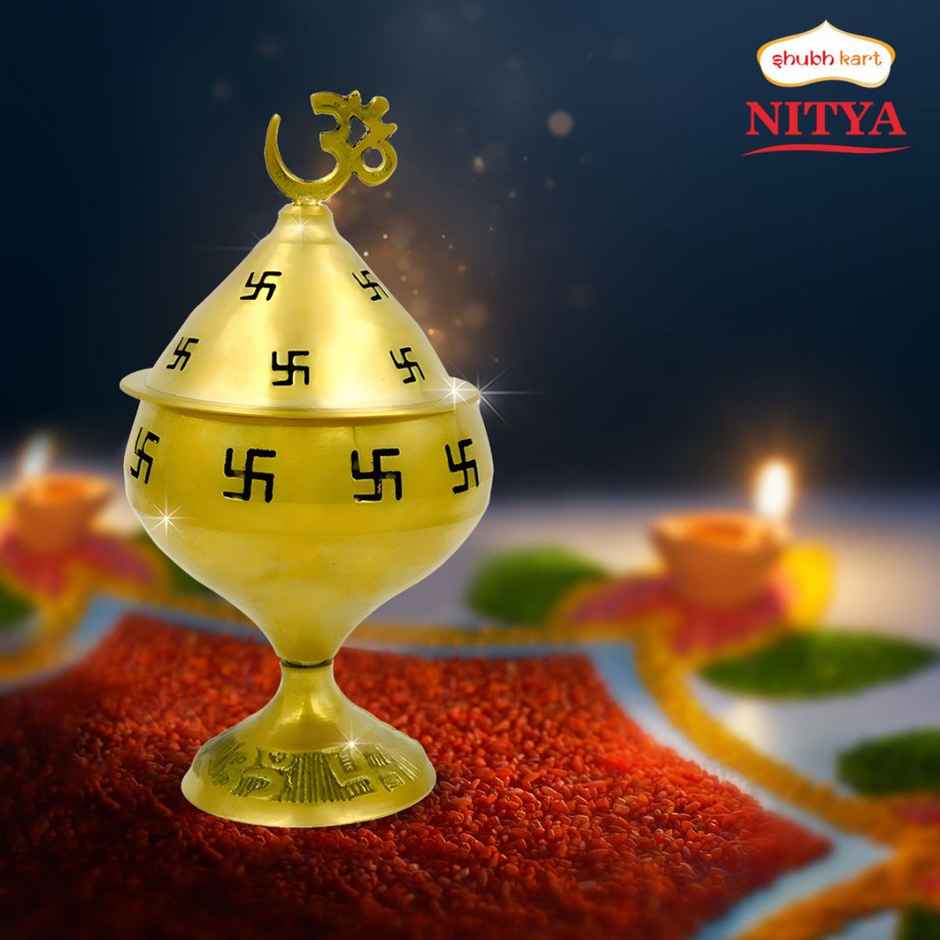 Nitya Brass Omkareshwar Akhand Deep | Gold | Akhand Diya | Shubhkart