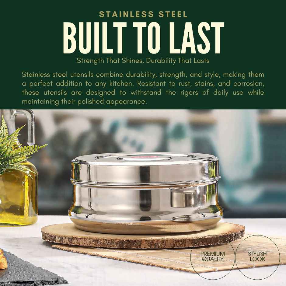 Jensons Stainless Steel Belly Shape Poori Dabba 7 Inch