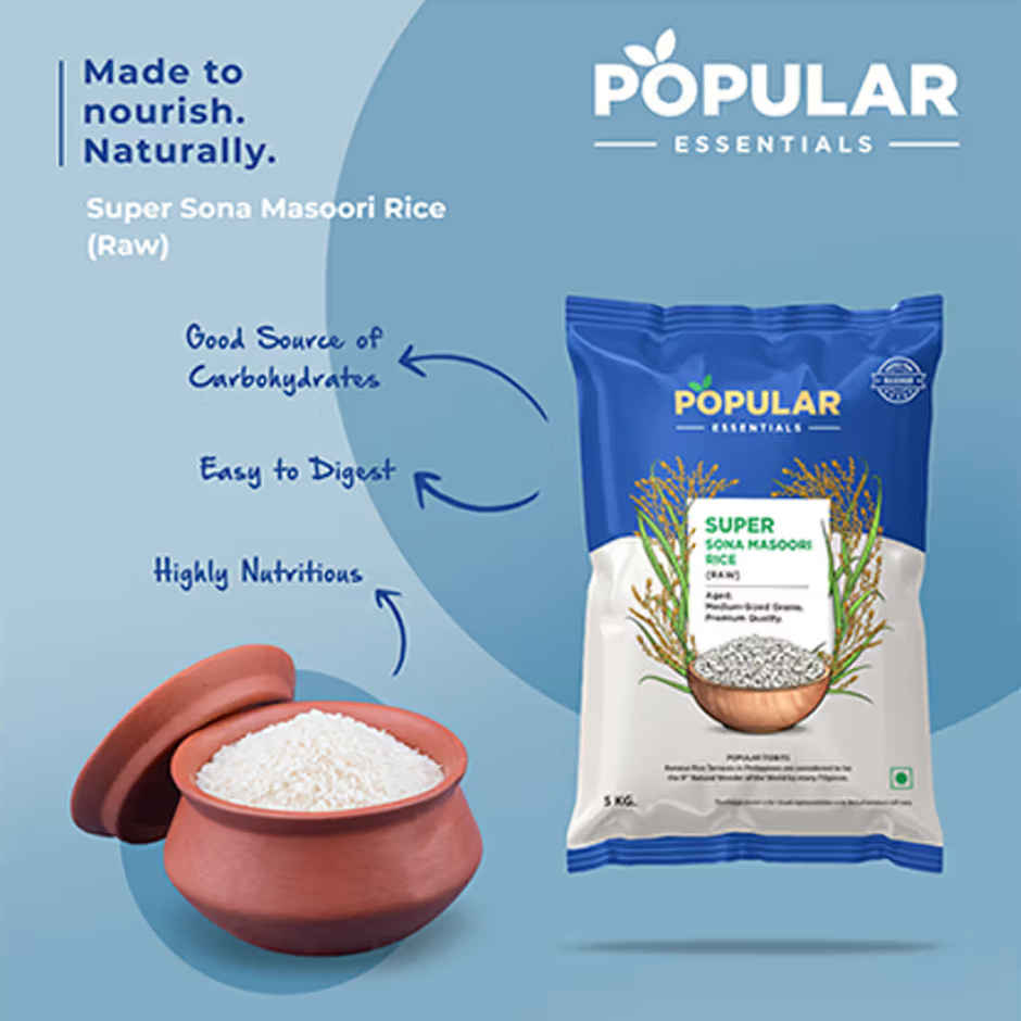Popular Essentials Super Sona Masuri Raw Rice