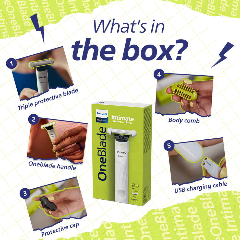 Philips OneBlade Intimate Trimmer & Razor for Men & Women | Gentle, No Irritation | QP1924-20