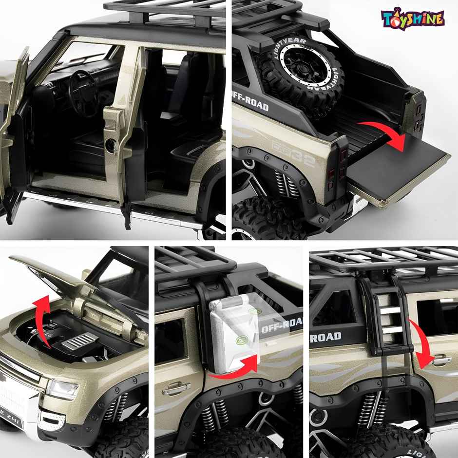 Toyshine 1:28 Die Cast D-Rover Vehicle with Music, Lights & Pull Back for Kids 3+ (Green)