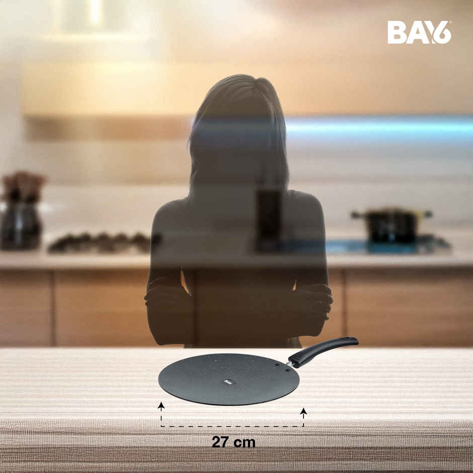 BAY6 Aluminium Nonstick Concave Roti Tawa (3mm) 27 cm - Grey