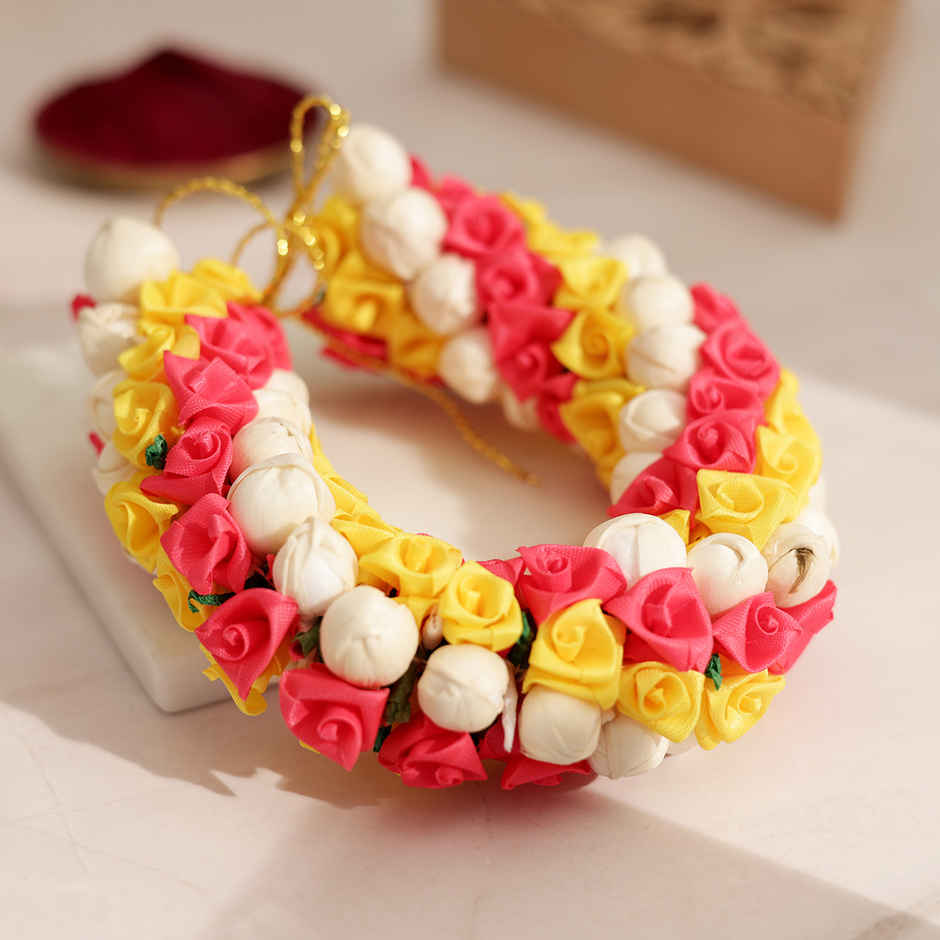 Artificial Flower Gajra | Traditional Hair Accessory | Multicolour | Oye Happy