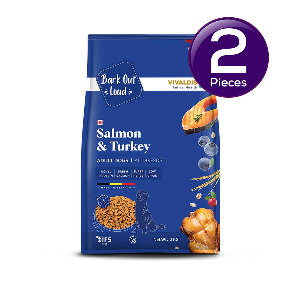 Image showcasing Buy Bark Out Loud Salmon & Turkey Fish Dog Food | Medium/Large Breed ...