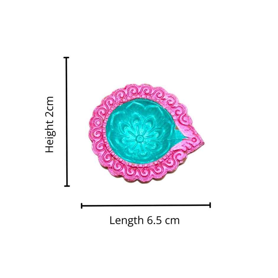 Multicolor Diya | Pack Of 12 | Designer Clay Diya | DiaCraft