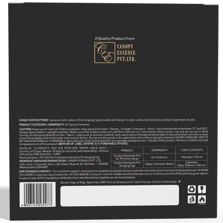 Involve Your Senses Elements Pro-New Car Scent Strong Leather Car Scent Spray With Hanging Card