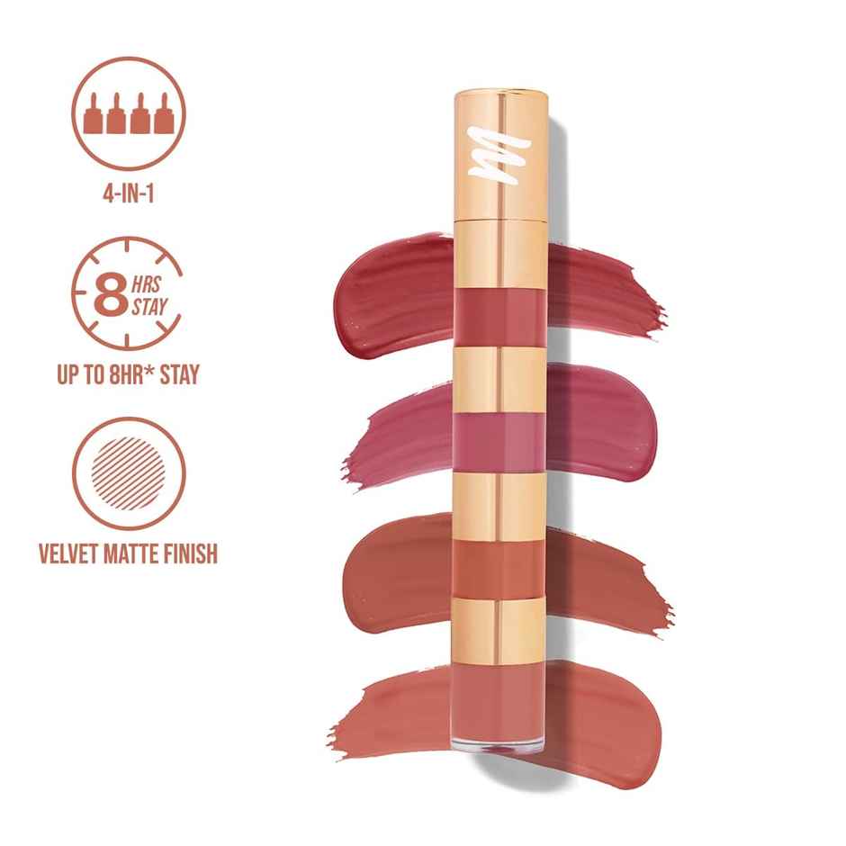 Myglamm Super 4-In-1 Matte Liquid Lipstick Stack - Nude Mood