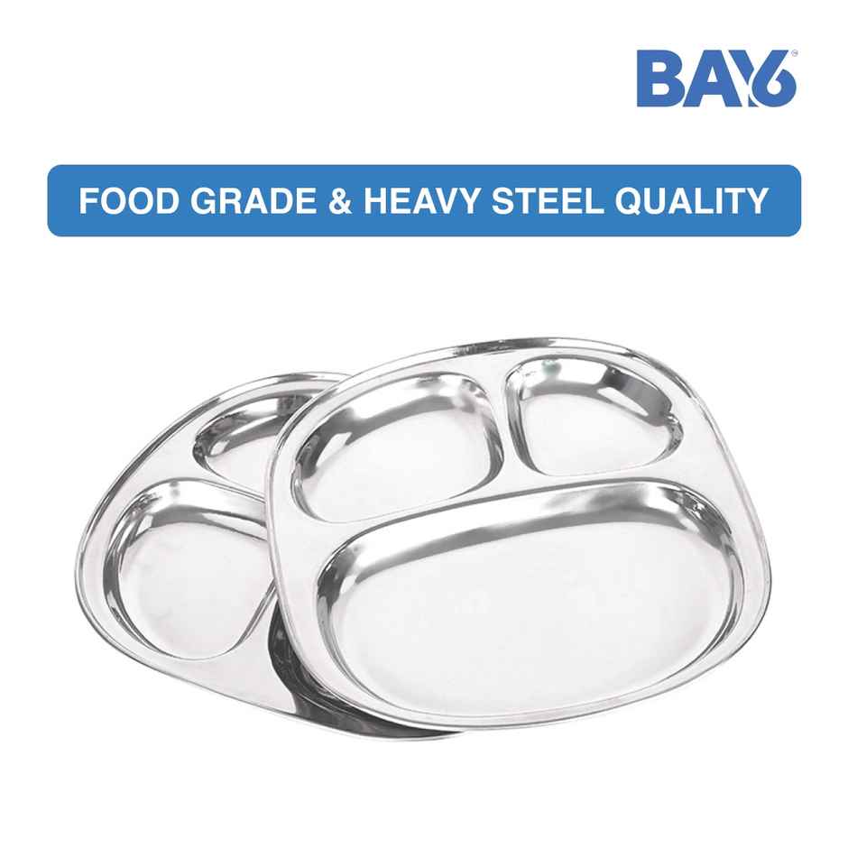 BAY6 Steel Idly / Pav Bhaji Plate 24.5 Cm - (2pc)