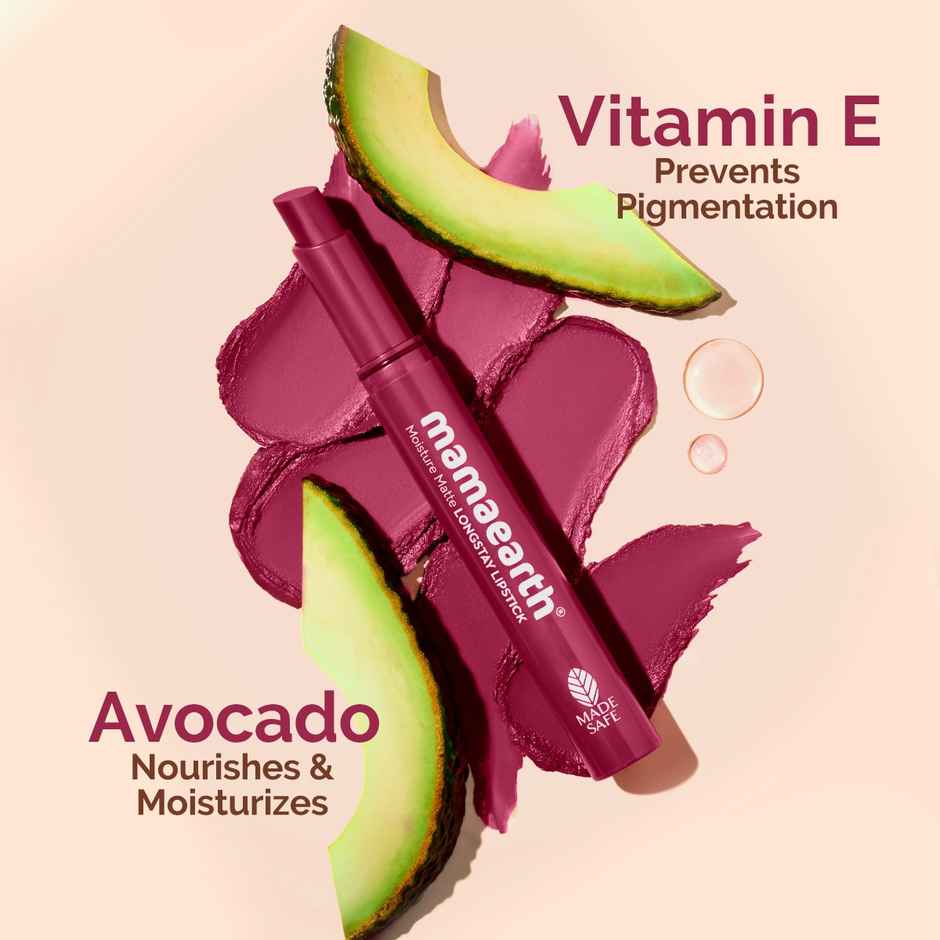 Mamaearth Moisture Matte Longstay Lipstick With Avocado Oil & Vitamin E - Berrylicious Magenta
