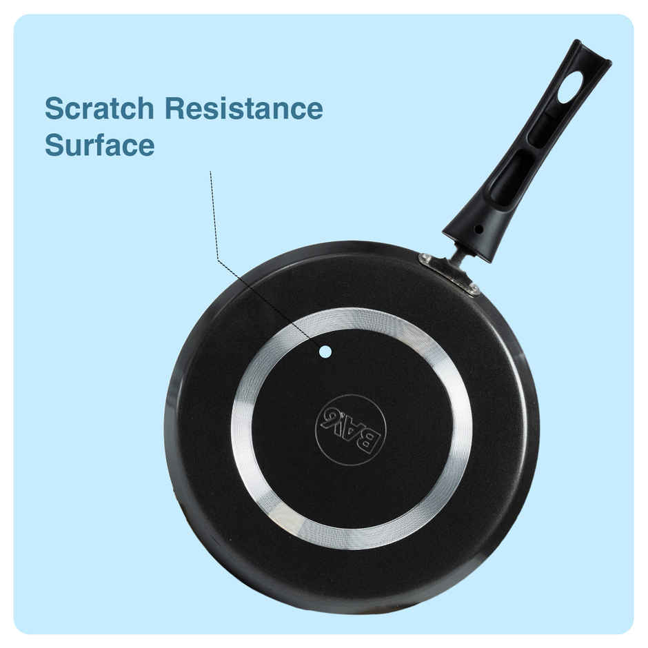 BAY6 Nonstick Cookware Set - (Dosa Tawa 26 cm + Kadai with Lid 22 cm) - Grey - (2pc)