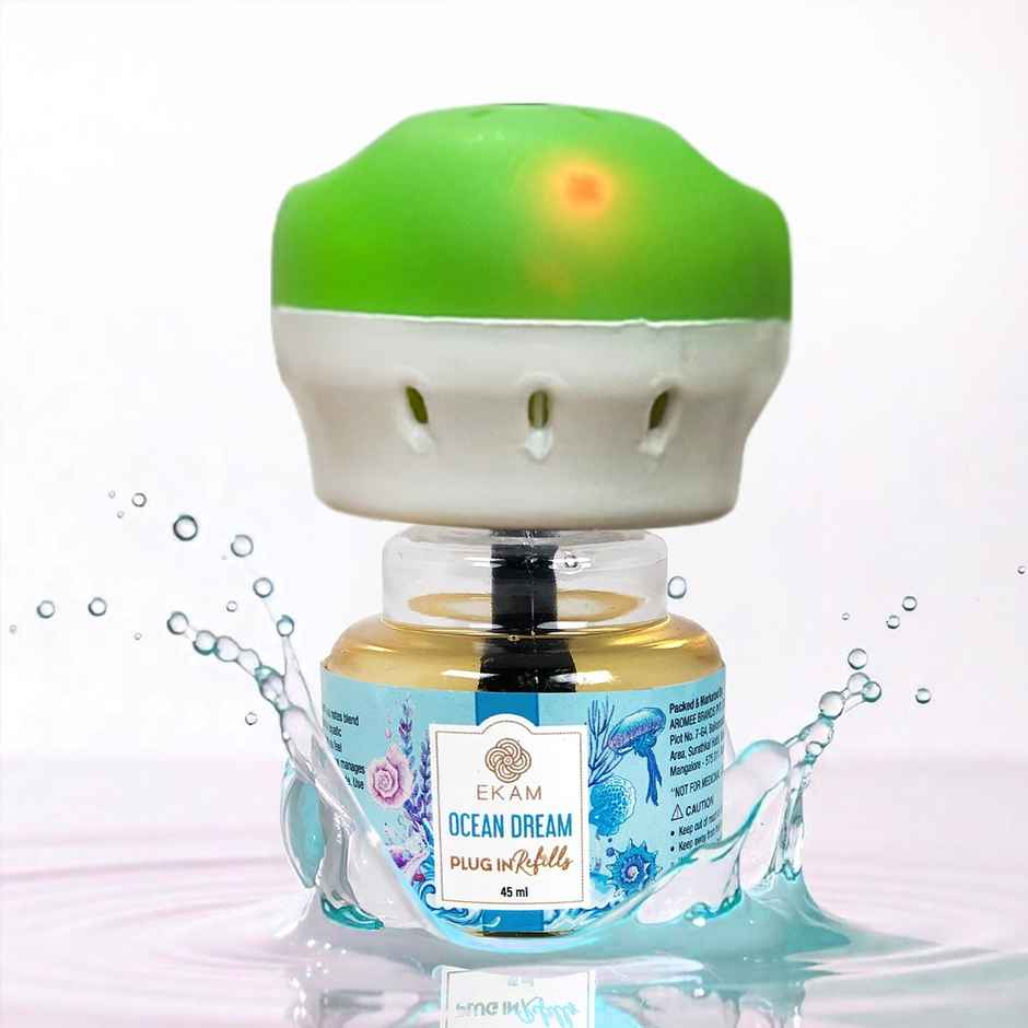 Ekam Ocean Dream Scented Plug In Air Freshener Kit | 1 x Machine + 1 x Refill Bottle