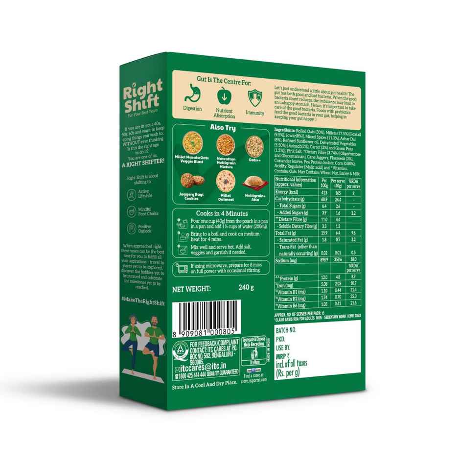 Right Shift Masala Oats, Spinach & Millets | High Protein & Fibre, No preservative