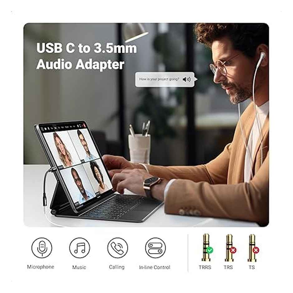 Ailkin Type-C to 3.5mm Audio Jack Connector|Adapter|DAC for Type-C Phones Headphones Converter|Grey