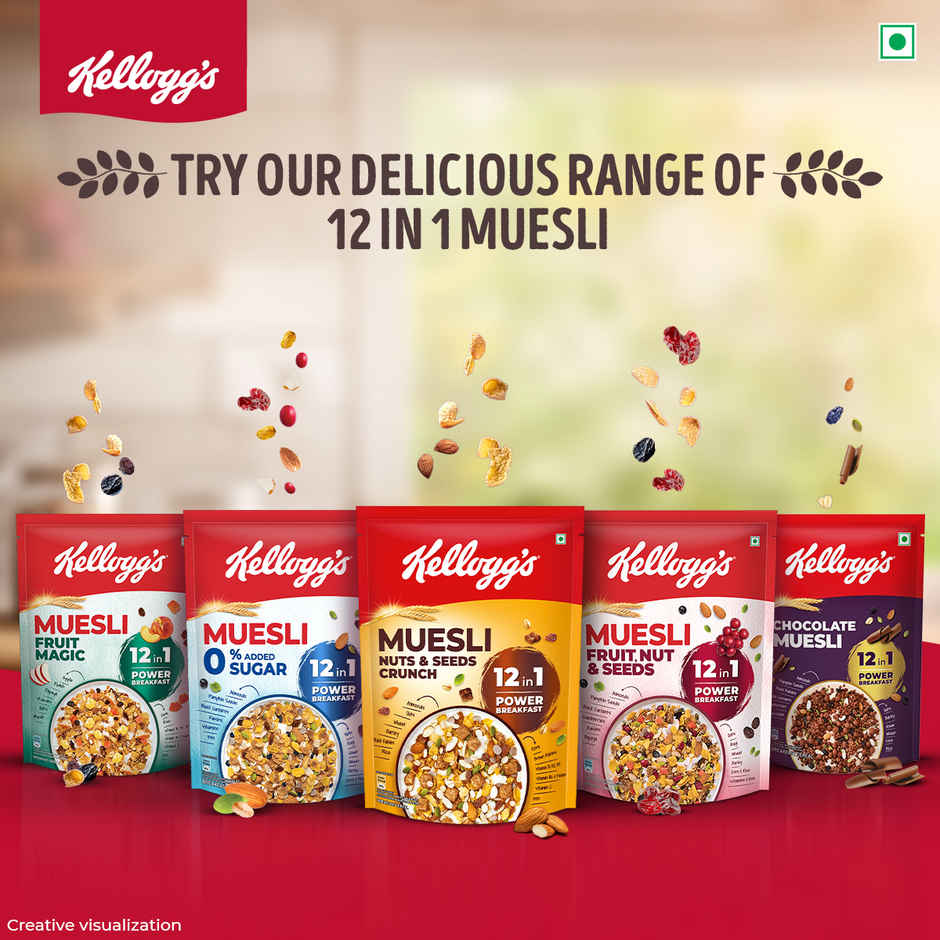 Kellogg's Muesli Nuts and seeds crunch | 12-in-1 Power Breakfast | No Maida | High in Fiber
