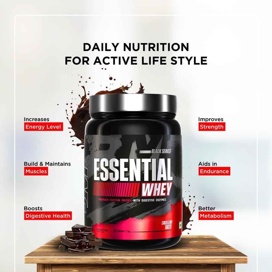 Big Muscles Nutrition Essential Whey Protein | Dutch Chocolate | Digestive Enzymes